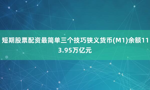 短期股票配资最简单三个技巧狭义货币(M1)余额113.95万亿元